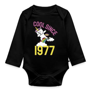 Cool depuis 1977 Dabbing chat 45ème anniversaire - Body Bébé bio manches longues - noir - Devant