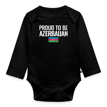 Proud To Be Azerbaijan Aserbaidschan Flagge - Baby Bio-Langarm-Body - Schwarz - Vorne