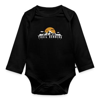 Trailrunning Trail Running Trailrunner Berglauf - Baby Bio-Langarm-Body - Schwarz - Vorne