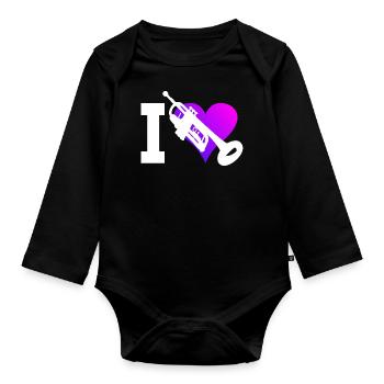 Trumpeter Men Trumpet Trumpets Players - Organic Longsleeve Baby Bodysuit - black - Front