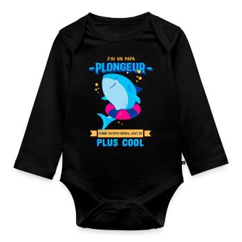 Papa Plongeur Cool - Body Bébé bio manches longues - noir - Devant