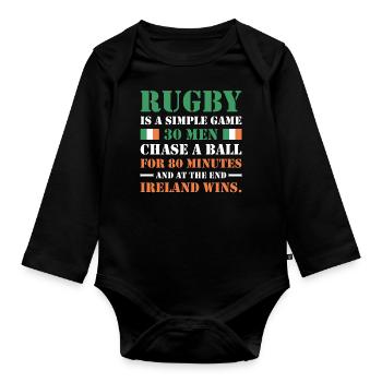 Le rugby est un jeu simple Irlande Rugby - Body Bébé bio manches longues - noir - Devant