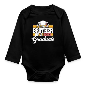 Stolzer Bruder eines Abschlussgeschenks 2023 - Baby Bio-Langarm-Body - Schwarz - Vorne