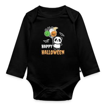 Panda Halloween Ballons pour enfants Pandas mignons - Body Bébé bio manches longues - noir - Devant
