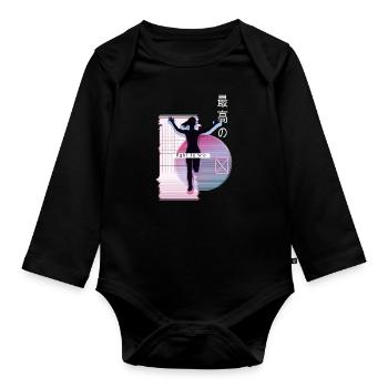 Vaporwave Metaverse Marathon, Trail Running - Body Bébé bio manches longues - noir - Devant