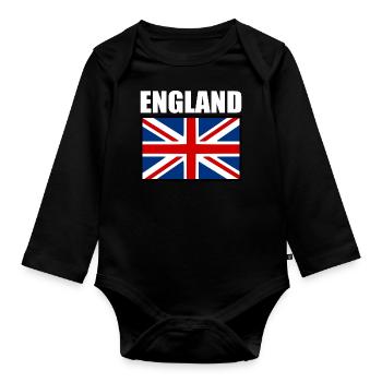 England - Organic Longsleeve Baby Bodysuit - black - Front
