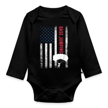 Base Jumping - Baby Bio-Langarm-Body - Schwarz - Vorne
