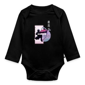Vaporwave Metaverse Arrowtag - Body Bébé bio manches longues - noir - Devant