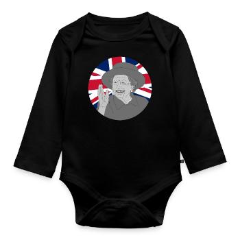 RIP Queen Elizabeth II - Organic Longsleeve Baby Bodysuit - black - Front