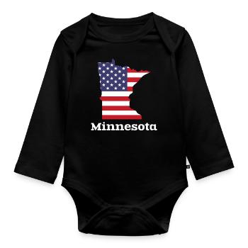 US Minnesota Kartendesign für stolze Minnesotaner - Baby Bio-Langarm-Body - Schwarz - Vorne