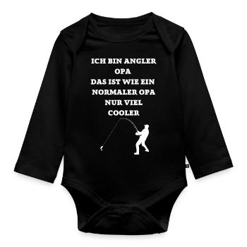 ICH BIN EIN COOLER ANGLER OPA - Baby Bio-Langarm-Body - Schwarz - Vorne
