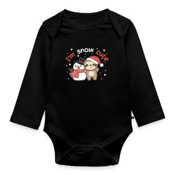 Sloth I'm snow cute snowman snow pun - Organic Longsleeve Baby Bodysuit - black - Front