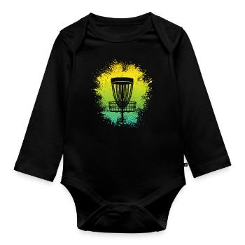 Disc Golf Design Discgolfer Sport Discgolf - Baby Bio-Langarm-Body - Schwarz - Vorne