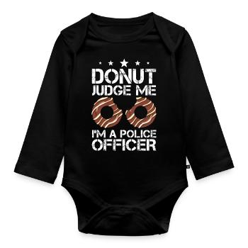 Donut Judge Me – Police Donut Party Urgence - Body Bébé bio manches longues - noir - Devant