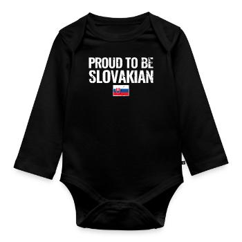 Proud To Be Slovakian Slowakei Slowakisch Slowake - Baby Bio-Langarm-Body - Schwarz - Vorne