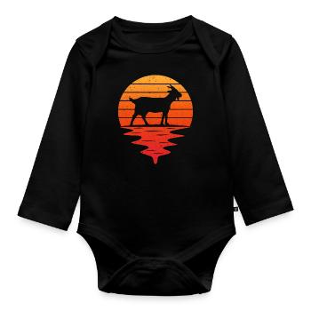 Sonnenuntergang Retro Ziegen T-Shirt Ziege - Baby Bio-Langarm-Body - Schwarz - Vorne