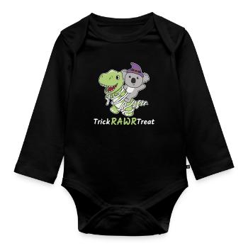 Koala Trick Rawr Treat T-Rex Mummy Costume - Organic Longsleeve Baby Bodysuit - black - Front