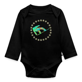 Snowboarder E 4 - Organic Longsleeve Baby Bodysuit - black - Front