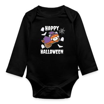 Red Panda Joyeux Halloween Enfants Sorcières Costume - Body Bébé bio manches longues - noir - Devant