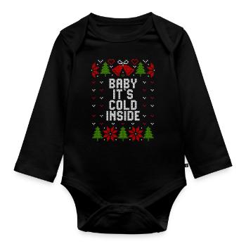 Baby it's cold inside Ugly christmas Winter - Baby Bio-Langarm-Body - Schwarz - Vorne