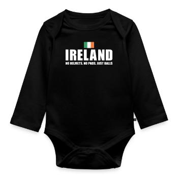 Pas de casques pas de coussinets juste des ballons Irlande Rugby - Body Bébé bio manches longues - noir - Devant