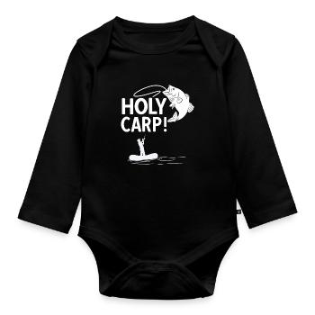 Angler Spruch zum Angeln Angel - Baby Bio-Langarm-Body - Schwarz - Vorne