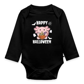 Nouilles Nouilles japonaises Halloween Axolotl Ramen - Body Bébé bio manches longues - noir - Devant