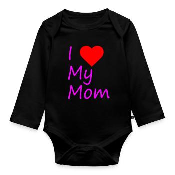 I love my mom - Baby Bio-Langarm-Body - Schwarz - Vorne