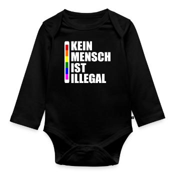 Kein mensch ist illegal - Baby Bio-Langarm-Body - Schwarz - Vorne