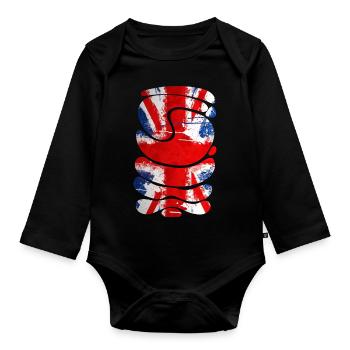 England UK London British English United Kingdom - Organic Longsleeve Baby Bodysuit - black - Front