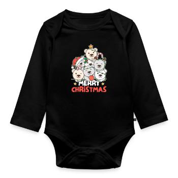 Arbre de Noël de l’ours polaire Joyeux Noël - Body Bébé bio manches longues - noir - Devant