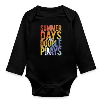 Baseball - Baby Bio-Langarm-Body - Schwarz - Vorne