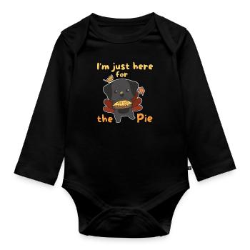 thanksgiving day outfits turkey Labrador with pie - Organic Longsleeve Baby Bodysuit - black - Front