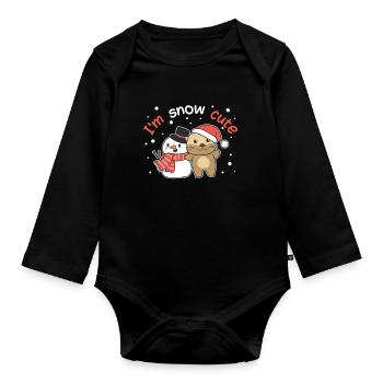 Otter I'm snow cute snowman snow pun - Organic Longsleeve Baby Bodysuit - black - Front