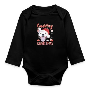 Bullterrier Frohe Weihnachten - Baby Bio-Langarm-Body - Schwarz - Vorne