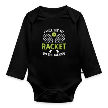 Tennisplatz Spruch Für Tennis - Baby Bio-Langarm-Body - Schwarz - Vorne