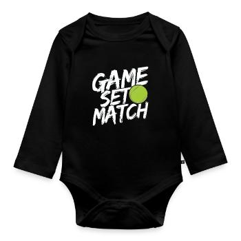 Tennisplatz Spruch Für Tennis - Baby Bio-Langarm-Body - Schwarz - Vorne