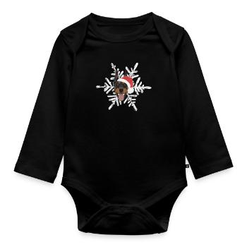 Dobermann Frohe Weihnachten - Baby Bio-Langarm-Body - Schwarz - Vorne