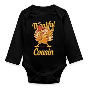 Thanksgiving Un cousin reconnaissant Cousin Cousin - Body Bébé bio manches longues - noir - Devant