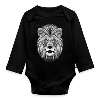 Tête de Lion Graphique Leon - Body Bébé bio manches longues - noir - Devant