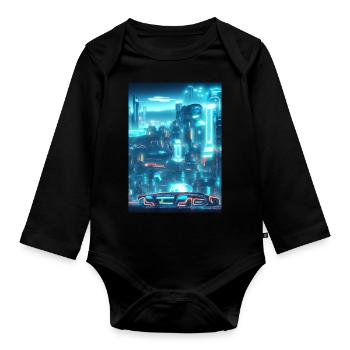 Cool Japanese World Japan Neon City - Baby Bio-Langarm-Body - Schwarz - Vorne
