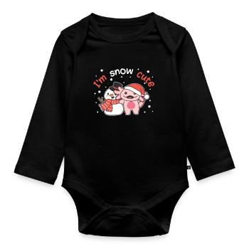 Axolotl I'm snow cute snowman snow pun - Organic Longsleeve Baby Bodysuit - black - Front