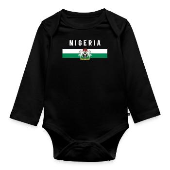 Nigéria - drapeau et armoiries - Body Bébé bio manches longues - noir - Devant