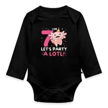 7ème anniversaire axolotl sept ans axolotls sucrés - Body Bébé bio manches longues - noir - Devant