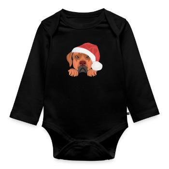 Rhodesian Ridgeback Joyeux Noël - Body Bébé bio manches longues - noir - Devant