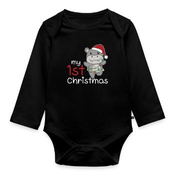 Hippo Noël Cheval mon 1er Noël - Body Bébé bio manches longues - noir - Devant