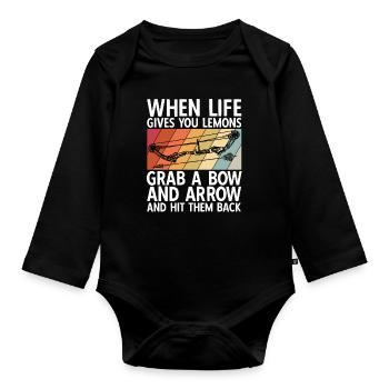 Bogenschießen Archery - Baby Bio-Langarm-Body - Schwarz - Vorne