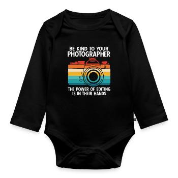 Fotografie Fotograf - Baby Bio-Langarm-Body - Schwarz - Vorne