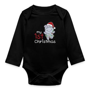 Hippo Noël Cheval mon 1er Noël - Body Bébé bio manches longues - noir - Devant