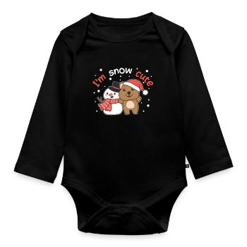 Quokka I'm snow cute snowman snow pun - Organic Longsleeve Baby Bodysuit - black - Front